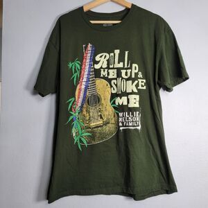 Willie Nelson & Family "Roll Me Up & Smoke Me" Green Graphic T-Shirt XL Country